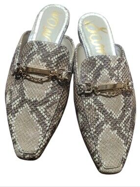 Sam Edelman Linnie Snake Printed Leather Mules Sz 8.5